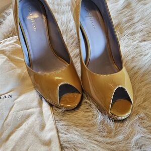 Cole Haan Women's Gold Peep Toe Heels